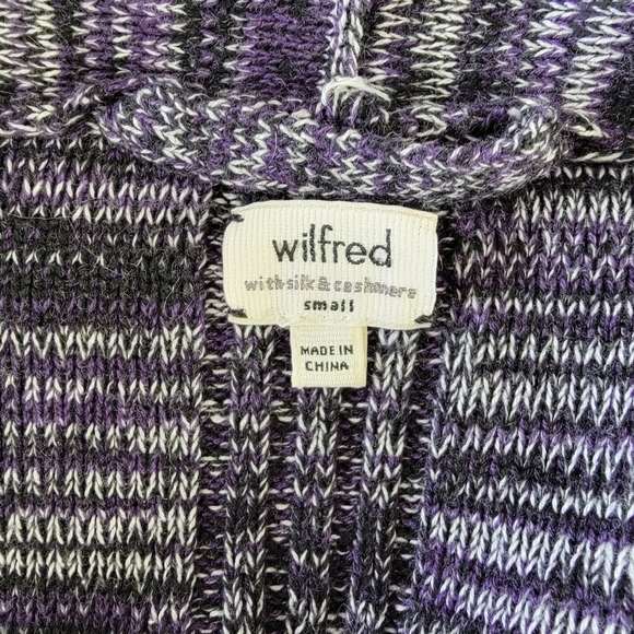 Wilfred Aritzia Flaubert Open  Cardigan Silk Casmere Blend Purple Black Marl S - Picture 9 of 11